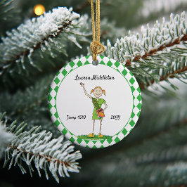 Adorno De Cerámica Chica Junior Scouts Redhead Forma de Diamante Verd