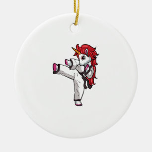 Adorno De Cerámica Chica Karate Unicornio Taekwondo Jiu Jitsu MMA BJJ