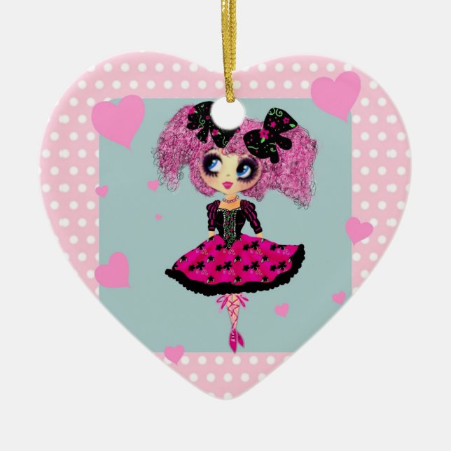 Adorno De Cerámica Chica Kawaii PinkyP - princesa de baile (Frente)