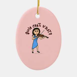 Adorno De Cerámica Chica ligero jugando violín