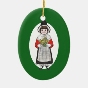 Adorno De Cerámica Chica lindo en disfraz tradicional galés