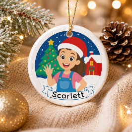 Adorno De Cerámica Chica Navideña Adorable Personalizada Alegría Navi