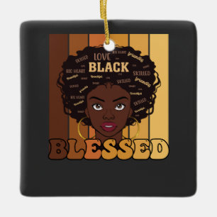 Adorno De Cerámica Chica negra afroamericana melanina Juneteenth