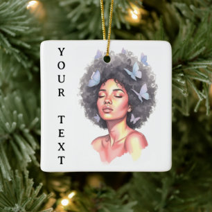 Adorno De Cerámica Chica Negra Mariposa Minimalista Pastel Personaliz