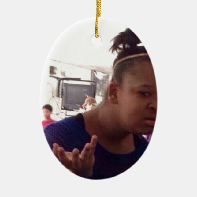 Adorno De Cerámica Chica negro qué meme (Frente)