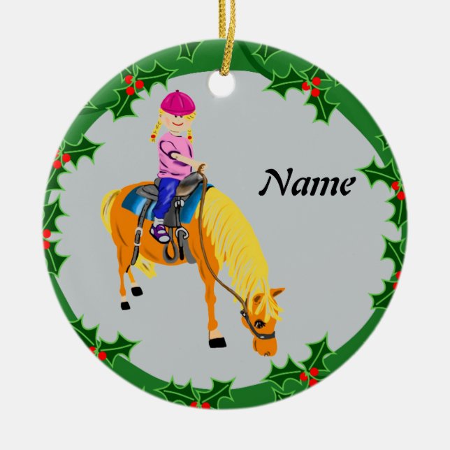 Adorno De Cerámica Chica personalizado personalizada en caballo de po (Frente)
