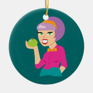 Adorno De Cerámica Chica retro de Apple fresco