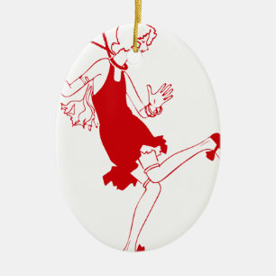 Adorno De Cerámica chica rojo de zapatillas