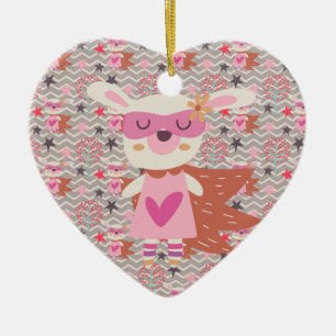 Adorno De Cerámica Chica Superhéroe Bunny