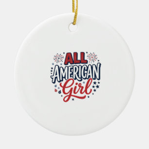 Adorno De Cerámica Chica totalmente americana Diseño vectorial vintag