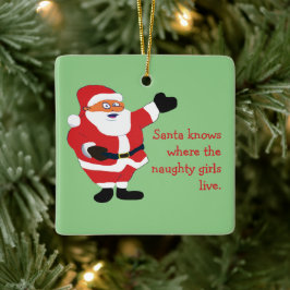 Adorno De Cerámica Chica travieso Bad Santa Funny Chiste Humor Divers