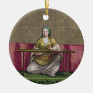 Adorno De Cerámica Chica turco, bordando, siglo XVIII (engravin