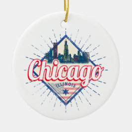 Adorno De Cerámica Chicago Illinois Estados Unidos Retro Skyline USA
