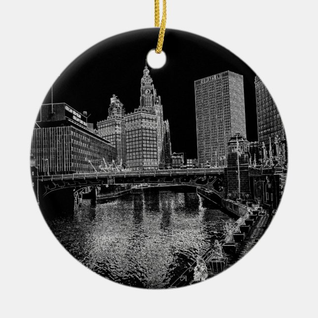 Adorno De Cerámica Chicago River 1967 Wrigley Building Sun Times Bldg (Frente)