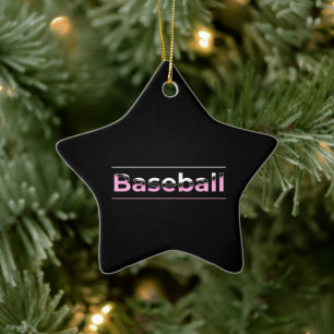 Adorno De Cerámica Chicas Béisbol - Tipografía Geométrica Rosa