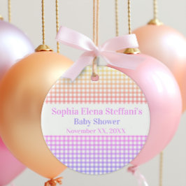 Adorno De Cerámica Chicas de Baby Shower Pastel Gingham Cumpleaños