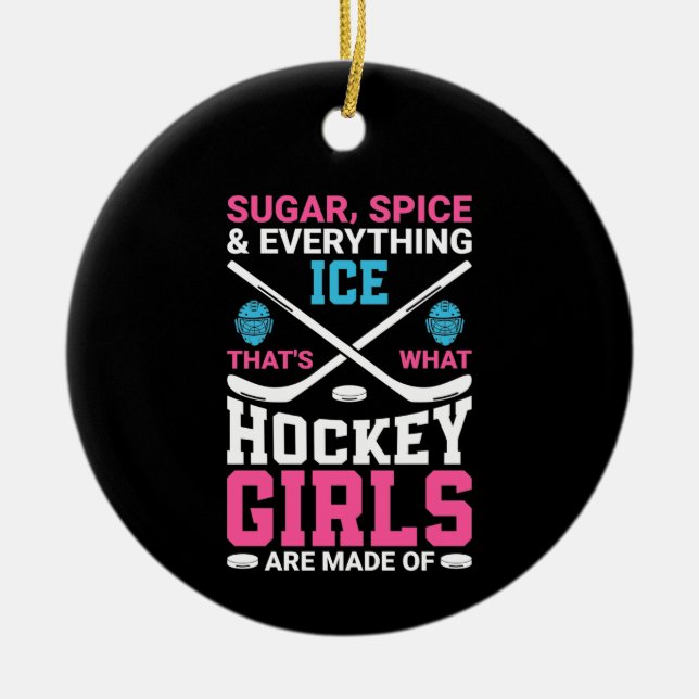 Adorno De Cerámica Chicas de hockey sobre hielo de todo (Frente)