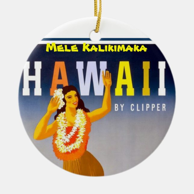 Adorno De Cerámica Chicas de Hula hawaianos Mele Kalikimaka (Frente)