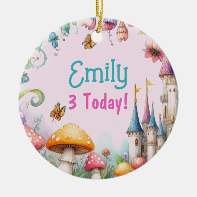 Adorno De Cerámica Chicas de la Princesa personalizado  Birthday Fair (Frente)