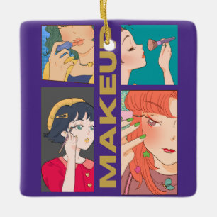 ADORNO DE CERÁMICA CHICAS DE MAQUILLAJE