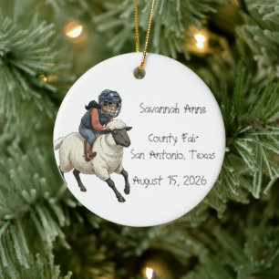 Adorno De Cerámica Chicas de Rodeo Personalizadas de Mutton Bustin