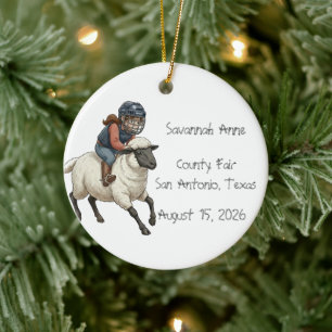 Adorno De Cerámica Chicas de Rodeo Personalizadas de Mutton Bustin