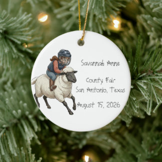 Adorno De Cerámica Chicas de Rodeo Personalizadas de Mutton Bustin