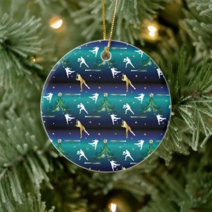 Adorno De Cerámica Chicas de sóftbol de béisbol Navidad