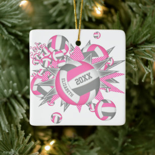 Adorno De Cerámica chicas de voleibol gris rosa lindo