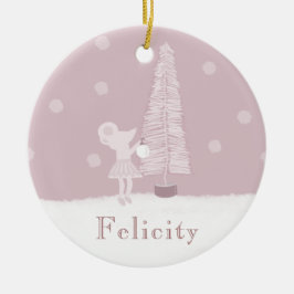 Adorno De Cerámica Chicas del árbol de botellas rosadas