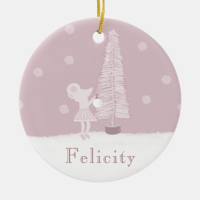 Adorno De Cerámica Chicas del árbol de botellas rosadas (Frente)