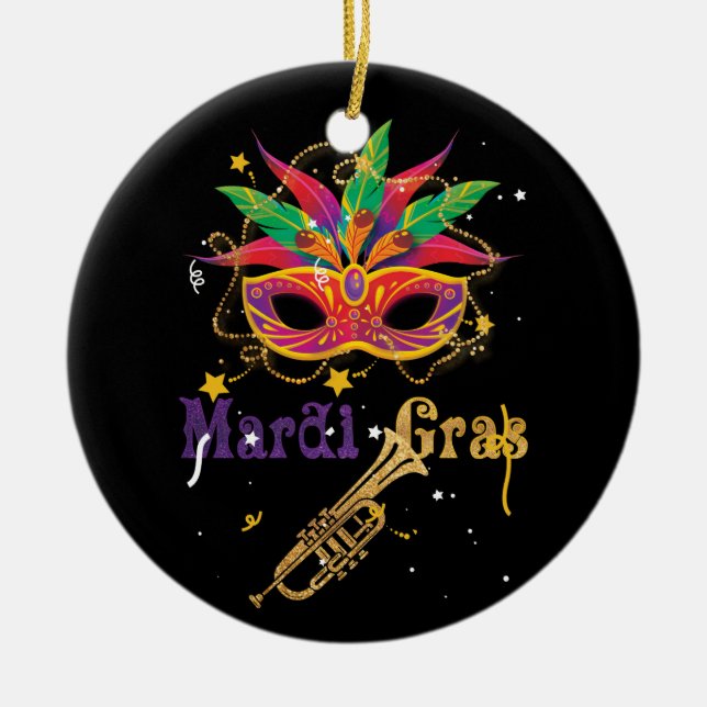 Adorno De Cerámica Chicas del Mardi Gras 2022 Máscara de peras Nueva  (Frente)