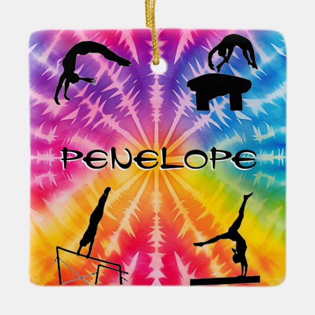 Adorno De Cerámica Chicas Gimnasia Arco de Arco Iris (Anverso)