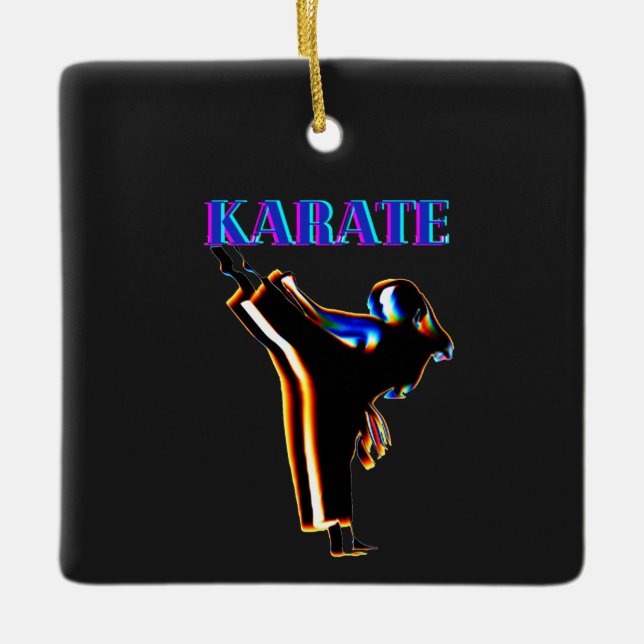 Adorno De Cerámica Chicas Karate Resumen Desenfoque (Anverso)