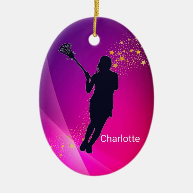 Adorno De Cerámica Chicas Lacrosse Dominant Defender Ornament (Frente)