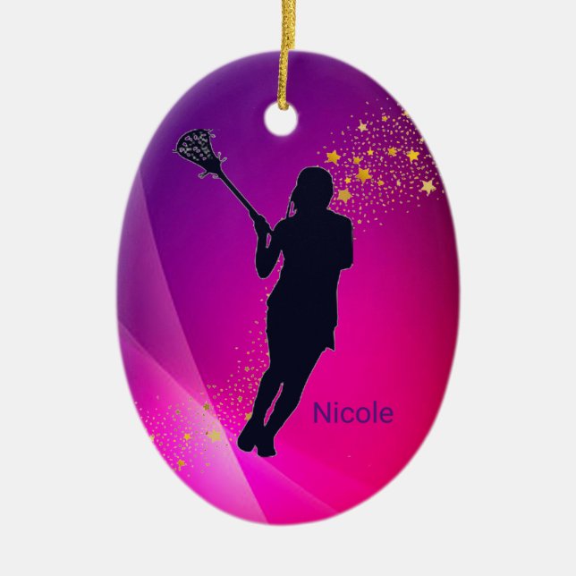 Adorno De Cerámica Chicas Lacrosse Ornament (Frente)