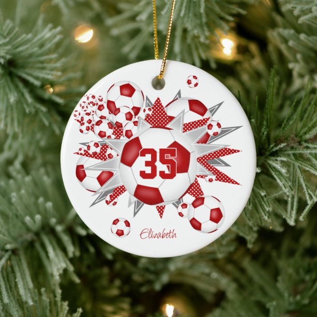 Adorno De Cerámica chicas llaman estrellas de balones de fútbol (Árbol)