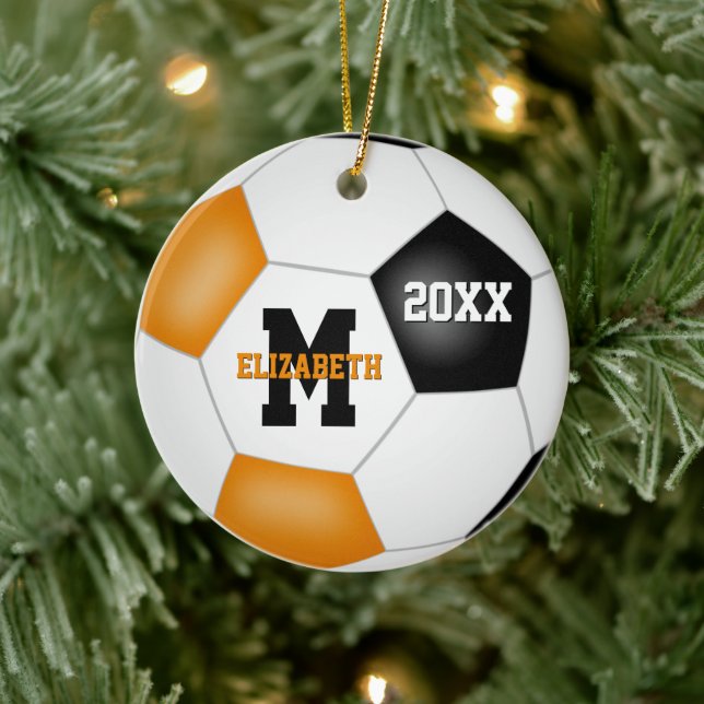 Adorno De Cerámica chicas negros naranjas equipo de fútbol (Árbol)