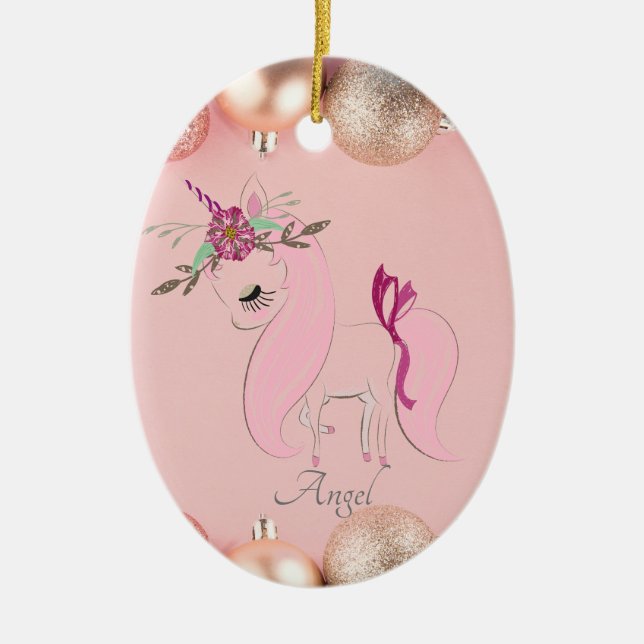 Adorno De Cerámica Chicas personalizados personalizados Unicorn (Frente)