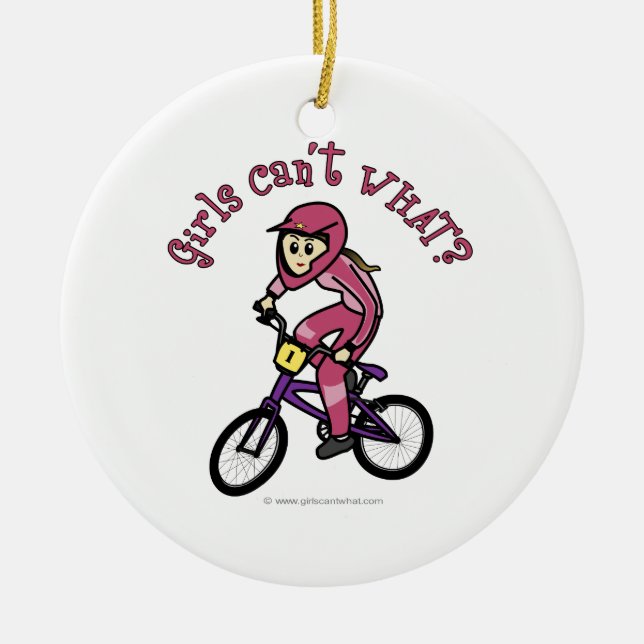 Adorno De Cerámica Chicas rosa claro BMX (Frente)