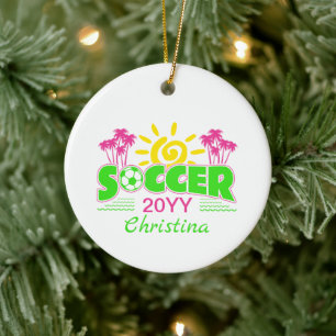 Adorno De Cerámica Chicas Soccer Sunshine Palm Trees
