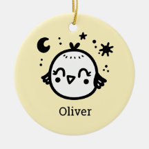 Chick alegre - Kawaii Bird Line Art"