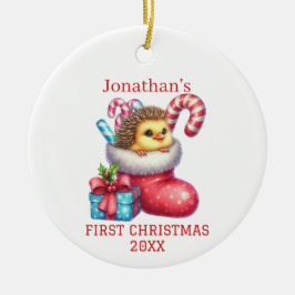 Adorno De Cerámica Chick con Navidades de Pieles de Hedgehog