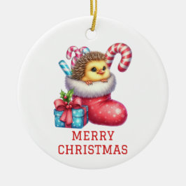 Adorno De Cerámica Chick con Navidades de Pieles de Hedgehog