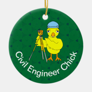 Adorno De Cerámica Chick de ingeniería civil de personalizable