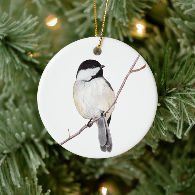 Adorno De Cerámica Chickadee (Árbol)