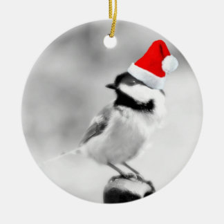 Adorno De Cerámica chickadee de santa