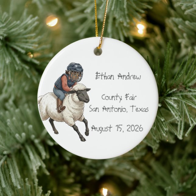 Adorno De Cerámica Chico de Rodeo Personalizado para Mutton Bustin'  (Árbol)