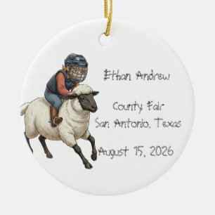Adorno De Cerámica Chico Personalizado de Mutton Bustin