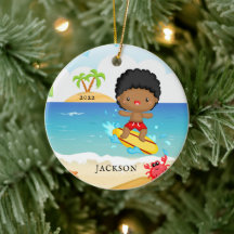 Chico surfista lindo Navidad personalizada